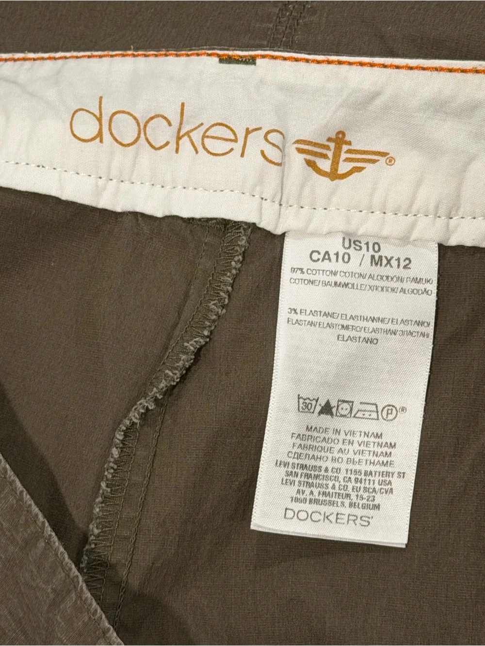 Docker’s Women’s Olive Casual Cargo Skort, Classic Utility Style, Size 10